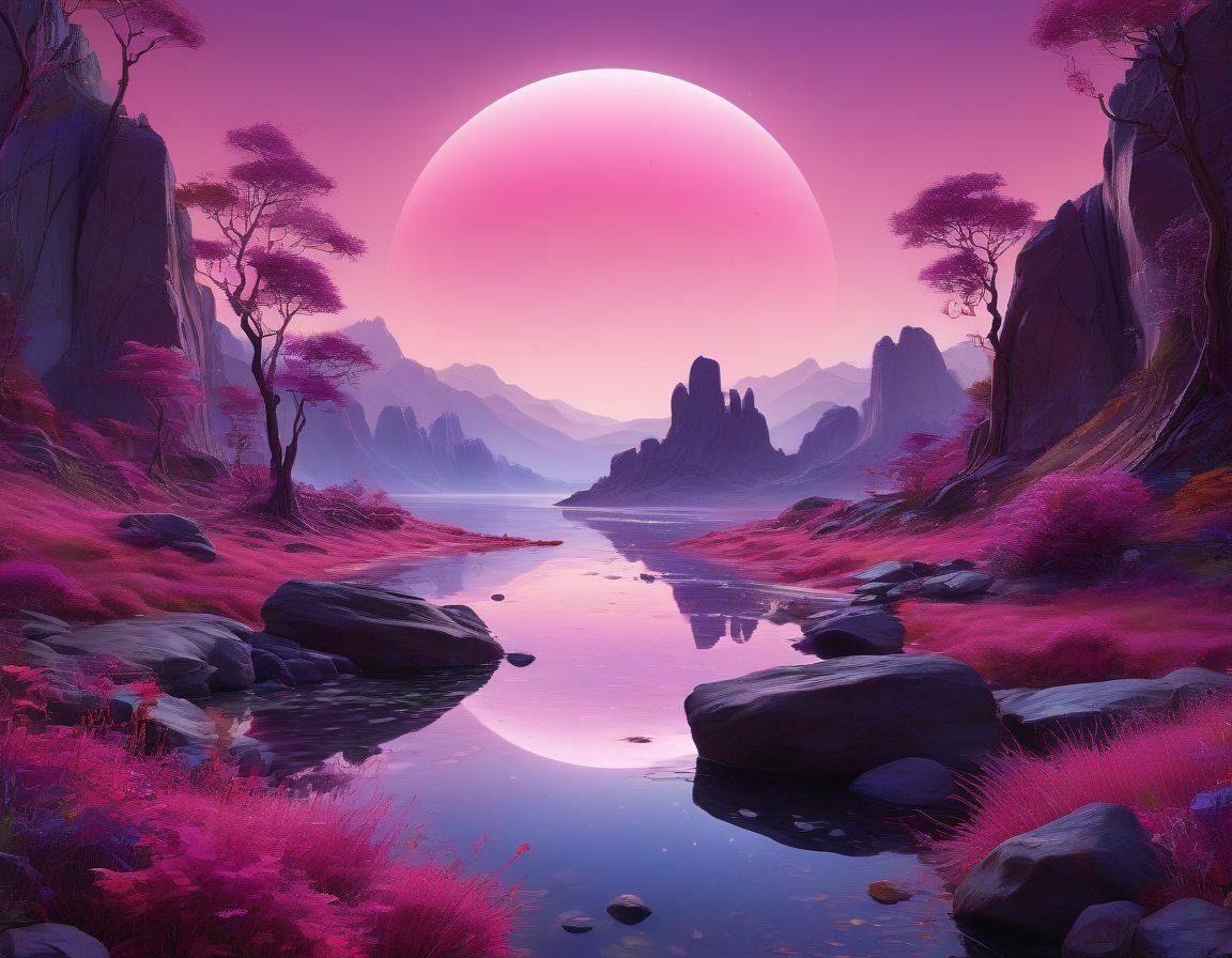 A vibrant and imaginative depiction of a surreal erotic landscape, with fantastical creatures embodying various sexual fixations. Elements of playfulness and intrigue intertwined with semi-transparent layers, showcasing an ethereal atmosphere. Colorful hues of pink and purple enhance the sensuality, while abstract shapes symbolize intense arousal. The scene should evoke curiosity and stimulate the viewer's imagination. super-realistic. vibrant colors. fantasy art.