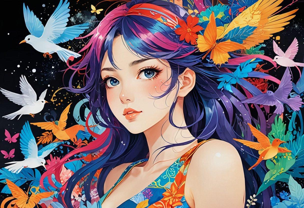 A visually captivating collage featuring vibrant illustrations of manga characters engaged in various fetishes, surrounded by ethereal, dream-like elements that enhance the allure of adult content. The characters should embody a variety of styles and expressions, highlighting the diversity within fetishism, set against a whimsical, abstract background. A graceful interplay of colors and textures adds depth and intrigue to the scene. dynamic lighting. vibrant colors. digital art.